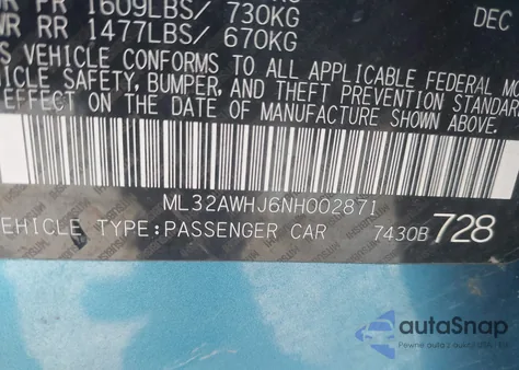 2022 Mitsubishi Mirage Black Edition z USA, uszkodzony, nr VIN ML32AWHJ6NH002871